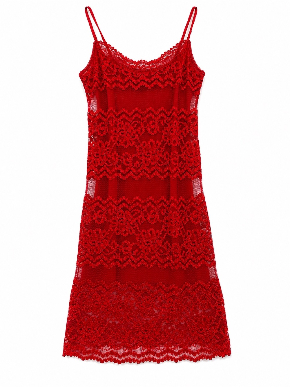 Vintage Frederick's of Hollywood Red Lace Slip
Dress Medium